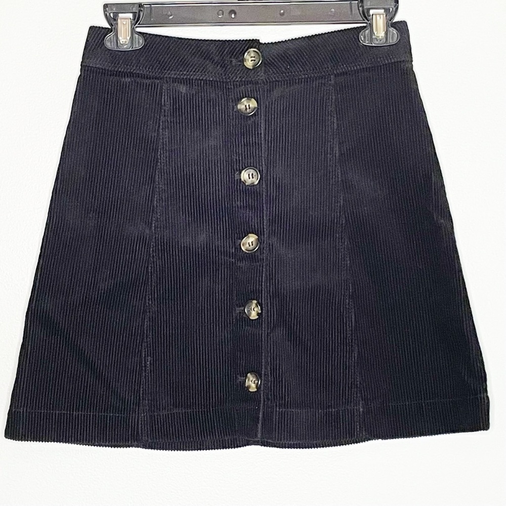 NWT Divided Black Button Down Corduroy Skirt - size 2